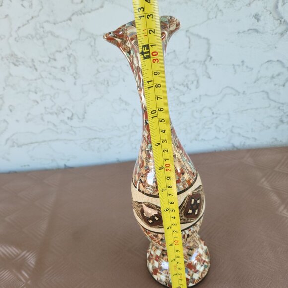 Jean Gerbino Vallauris Vase 12.5" French Mosaic Clay Inlay Pottery Vintage - Picture 15 of 16